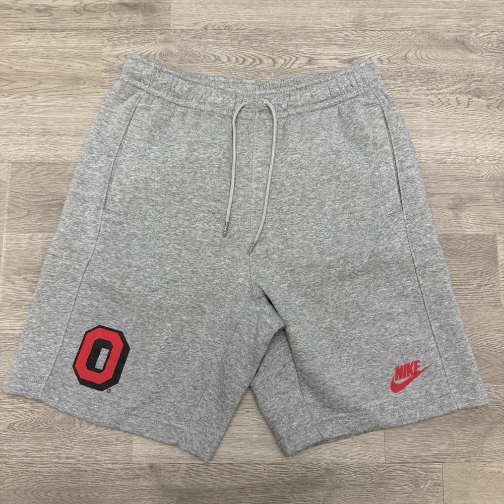 Nike Ohio State Buckeyes Fleece Shorts Mens S Gray Block O Swoosh NWT